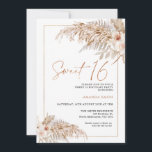 Convites Boho Beige Floral Pampas Grass 16º Aniversário<br><div class="desc">Boho Beige Floral Pampas Grass Sweet 16th Aniversário Invitation Bohemian inspirou um doce convite de 16 anos, com dois arranjos florais coloridos, com rosa e grama pampas, e uma imagem caligráfica moderna como um título em uma textura falsa de ouro rosa. Ideal para quem procura um doce convite de dezesseis...</div>
