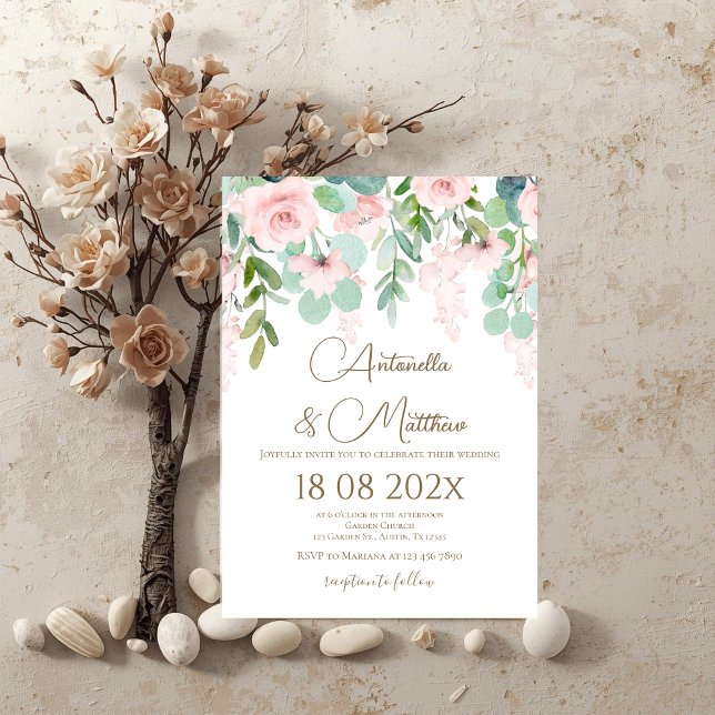 Convites Boho beige floral wedding (Criador carregado)