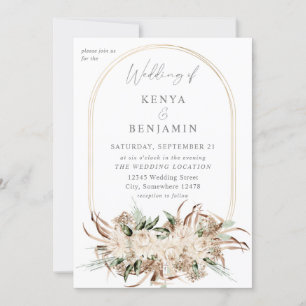 Convites Boho Beige Floral Wedding 3