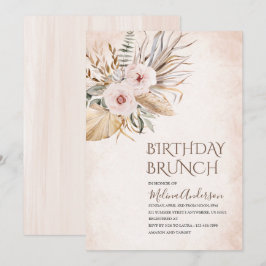 Convites Boho Beige Flower Watercolor Brunch