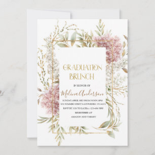 Convites Boho  Beige Flowesr  gold watercolor graduation br