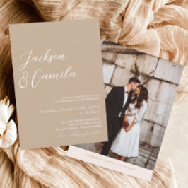Convites Boho Beige Photo Wedding