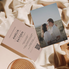 Convites Boho Beige Tipografia Script Foto: Casamento de Có