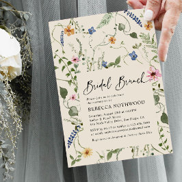 Convites Boho Beige Wildflower Bridal BrunChá