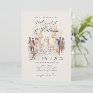 Convites Boho beige with bride Wedding Invitation