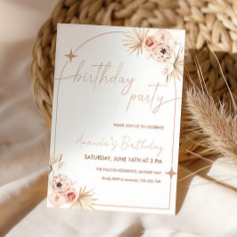 Convites Boho Birthday Convidou Pampas Grass Aniversário