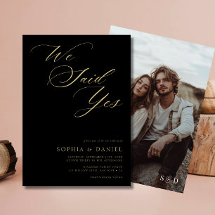 Convites Boho Black & Dourado Dissemos Sim Foto De Casament