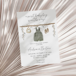 Convites Boho Bliss Watercolor Clothes Boy Chá de fraldas