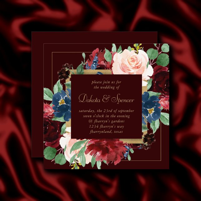 Convites Boho Bloom | Rosas Vermelhos e Esbranquiçados Escu (Criador carregado)