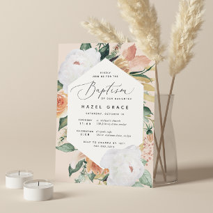 Convites Boho Blooms Batismo Floral Moderno