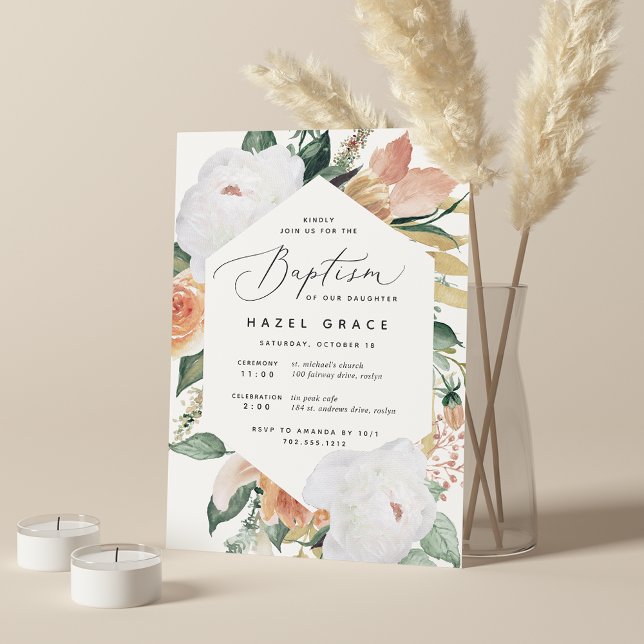 Convites Boho Blooms | Batismo Floral Moderno (Criador carregado)
