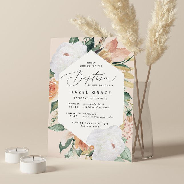 Convites Boho Blooms | Batismo Floral Moderno (Criador carregado)