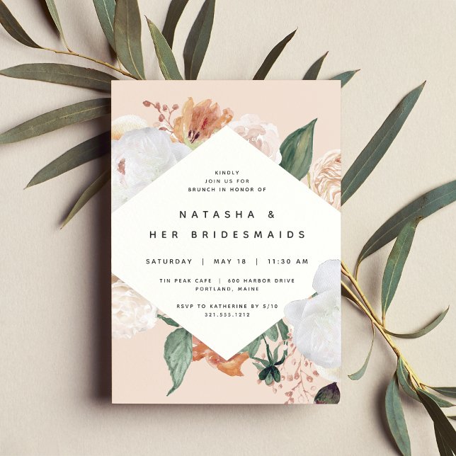 Convites Boho Blooms | Bridesmaids Florais Modernos Brunch (Criador carregado)