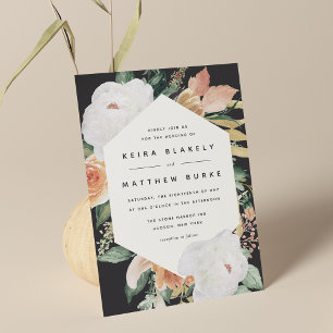 Convites Boho Blooms Casamento Floral Geométrico Moderno
