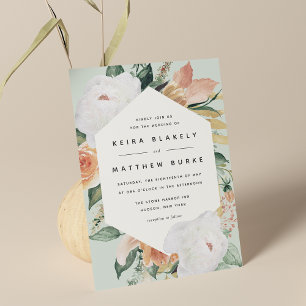 Convites Boho Blooms Casamento Floral Geométrico Moderno