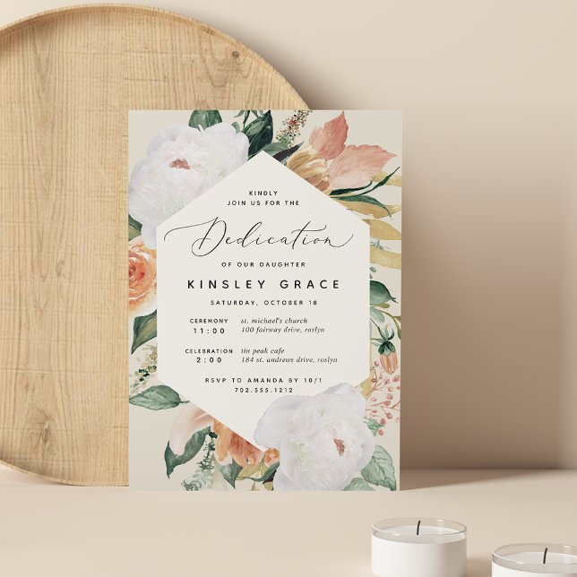 Convites Boho Blooms | Dedicação Floral Moderna para Bebês (Criador carregado)