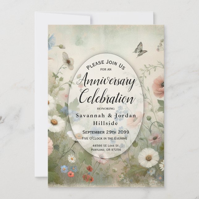 Convites Boho Blooms e Vintage Blossoms Aniversário (Frente)