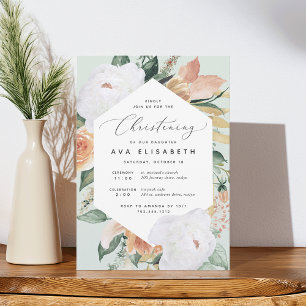 Convites Boho Blooms Modern Floral Christening