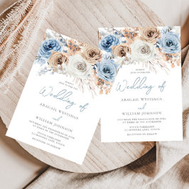 Convites Boho Blue: Casamento Floral Boêmia Azul Dusty