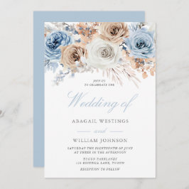 Convites Boho Blue: Casamento Floral de Aquarela Elegante