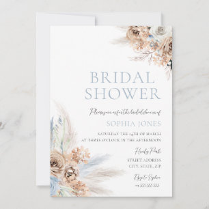 Convites Boho Blue Chá de panela: Azul empoeirado e farinha