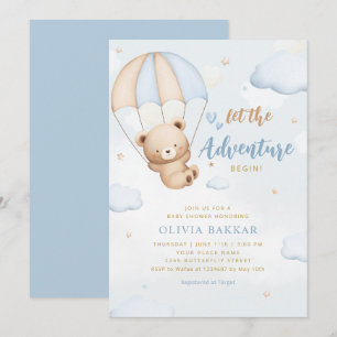 Convites Boho Blue Deixe a aventura começar o chá de fralda