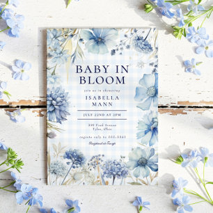 Convites Boho Blue Wildflower Baby in Bloomy Chá de fraldas