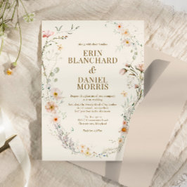 Convites Boho Blush Aquarela Flor Silvestre