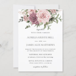 Convites Boho Blush Cinnamon Rosa Floral Greenery Casamento
