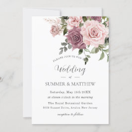 Convites Boho Blush Cinnamon Rosa Floral Greenery Casamento