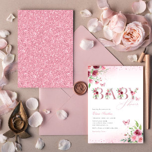 Convites Boho Blush Floral Flor Butterfly Chá de fraldas