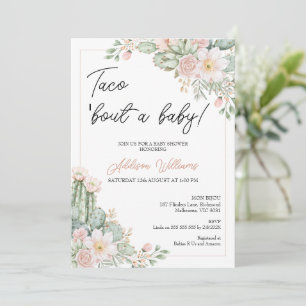 Convites Boho Blush Floral Taco sobre Chá de fraldas de Beb
