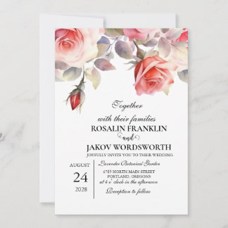 Convites Boho Blush Floral Wedding Invitation