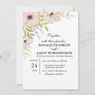 Convites Boho Blush Floral Wedding Invitation
