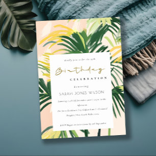 Convites Boho Blush Green Palm Beach Birthday Invi