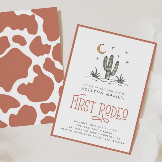 Convites Boho Blush Modern Girls First Rodeo primeiro anive (Criador carregado)