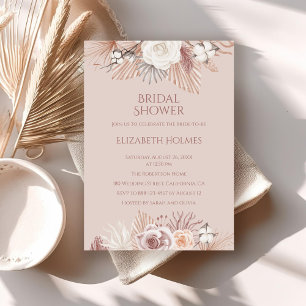 Convites Boho Blush Pampas Grass e Flores Secas