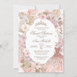 Convites Boho Blush Pink Floral Sweet Sessenta e dezesseis