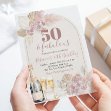 Boho Blush Pink Floral Wine Adulto Aniversário