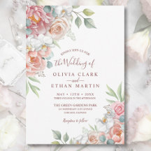 Boho Blush Pink Watercolor Casamento Floral Invita