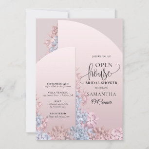 Convites Boho blush primavera floral arame Open House