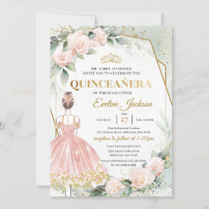 Convites Boho blush rosa com o rolo de ouro com a bola Quin