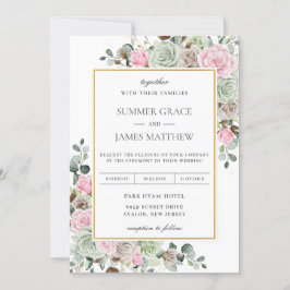 Convites Boho Blush Sage Green Taupe Casamento Floral