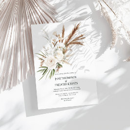 Convites Boho Boêmio Floral Seca Foto & Código QR Casamento