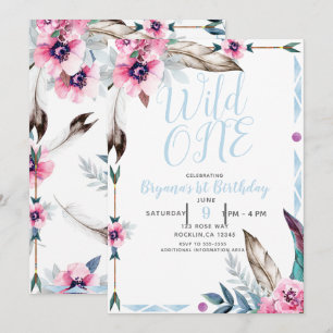 Convites Boho Boêmio Tribal Floral Aquarela SAGRADO UM