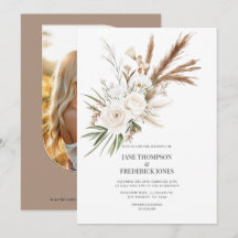 Boho Bohemian Dried Floral Photo & QR Code Wedding