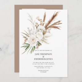 Convites Boho Bohemian Dried Floral Photo & QR Code Wedding
