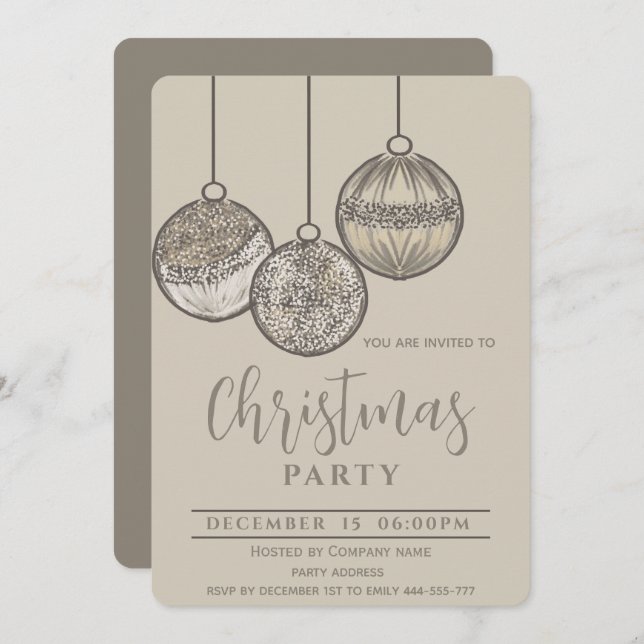 Convites Boho bolas de Natal aquarela corporate Férias  (Frente/Verso)