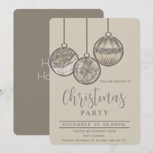 Convites Boho bolas de Natal aquarela corporate Férias