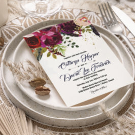 Convites Boho Bold Burgundy Casamento Floral